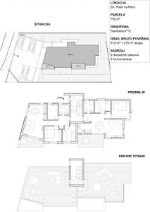 Sv. Petar III - zgrada sa 6 stanova za prodaju, situacija-tlocrti
